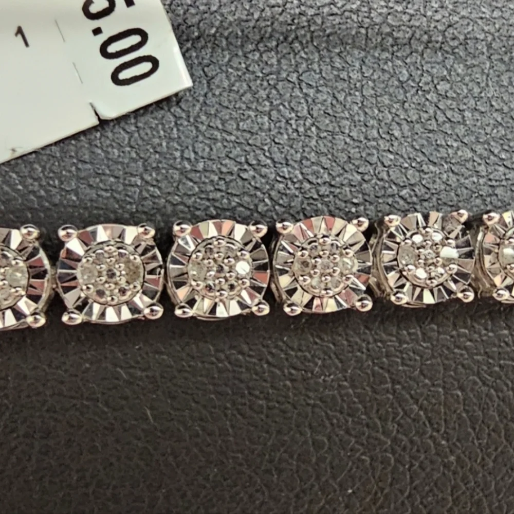 DIA 1/4 Cart Diamond Sterling Silver Rhodium Plated 7